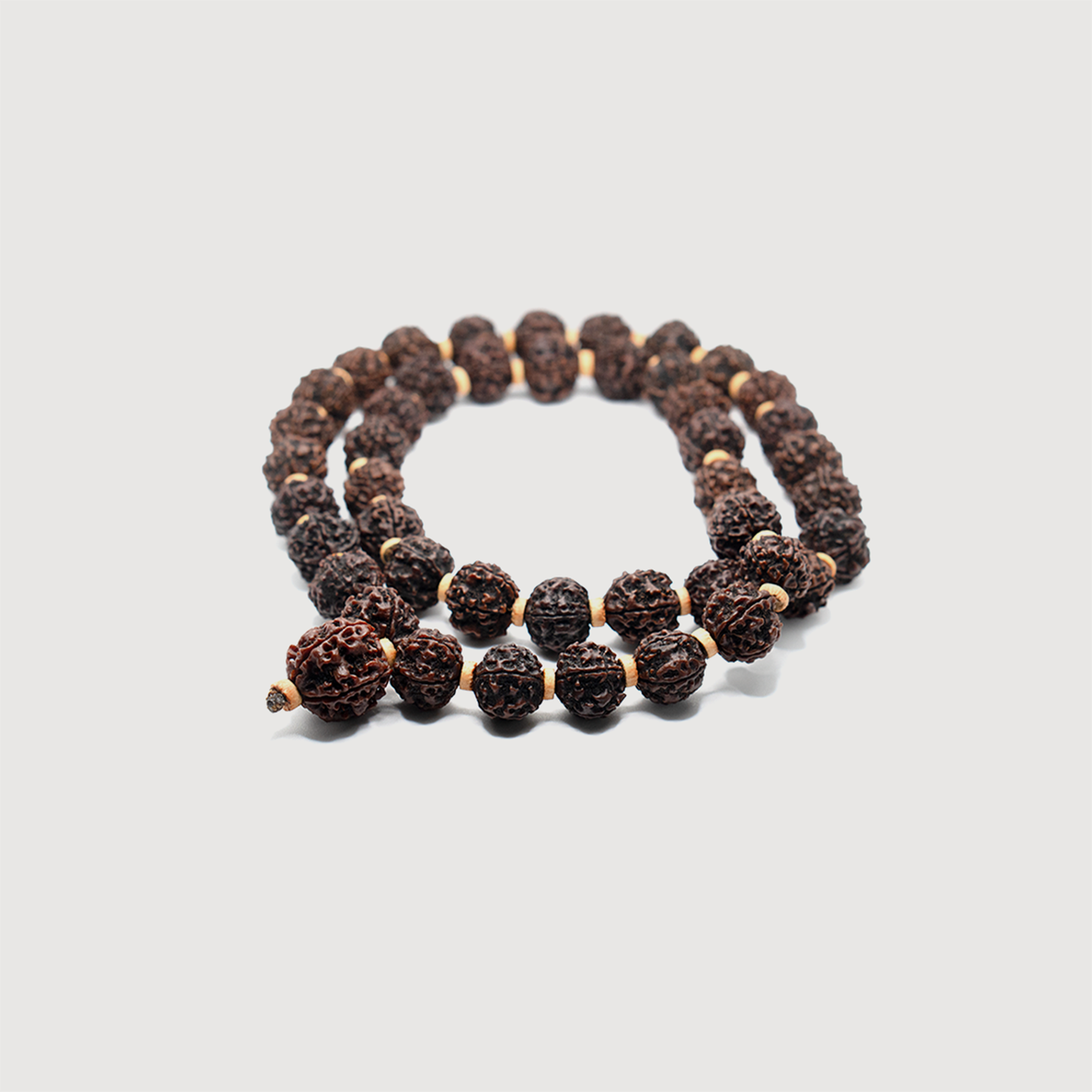 15MM 5 Mukhi Rudraksha Mala with Vilwa Pathram (Brown)