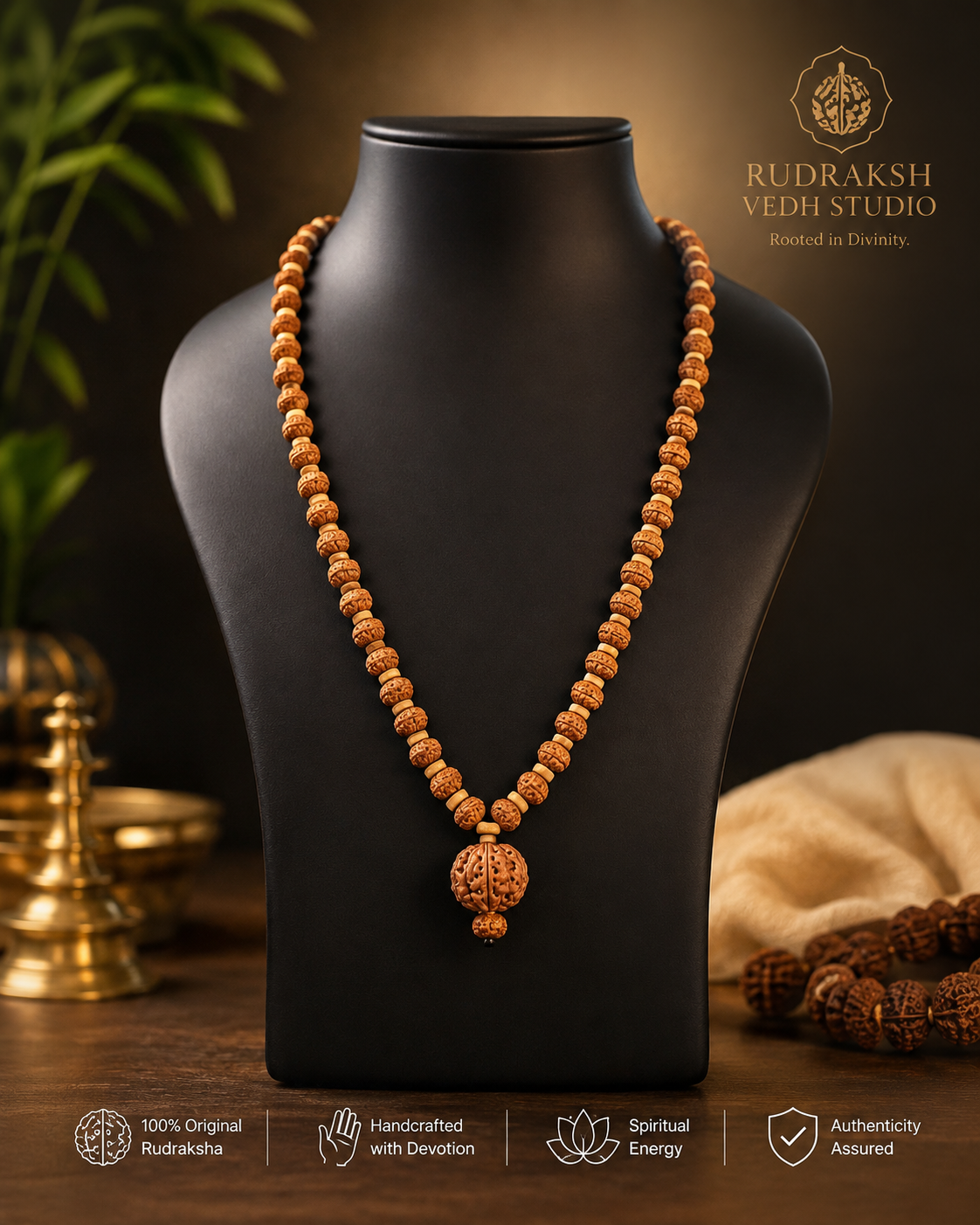 8MM imported Rudraksham with vilwapathram