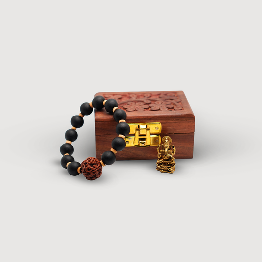 12MM Karungali & Vilwa Pathram with 15MM Rudraksha Bracelet