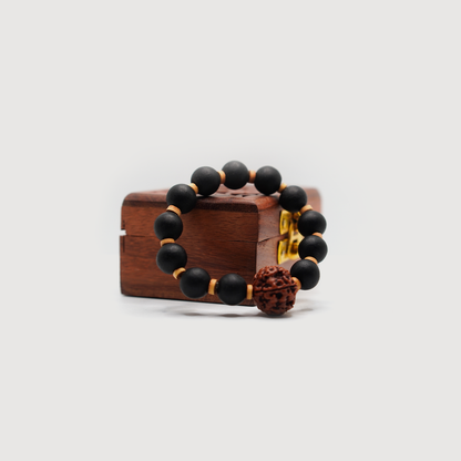 12MM Karungali & Vilwa Pathram with 15MM Rudraksha Bracelet