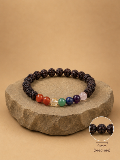 Seven chakra Rudraksha Bracelet ( Black Dyed )