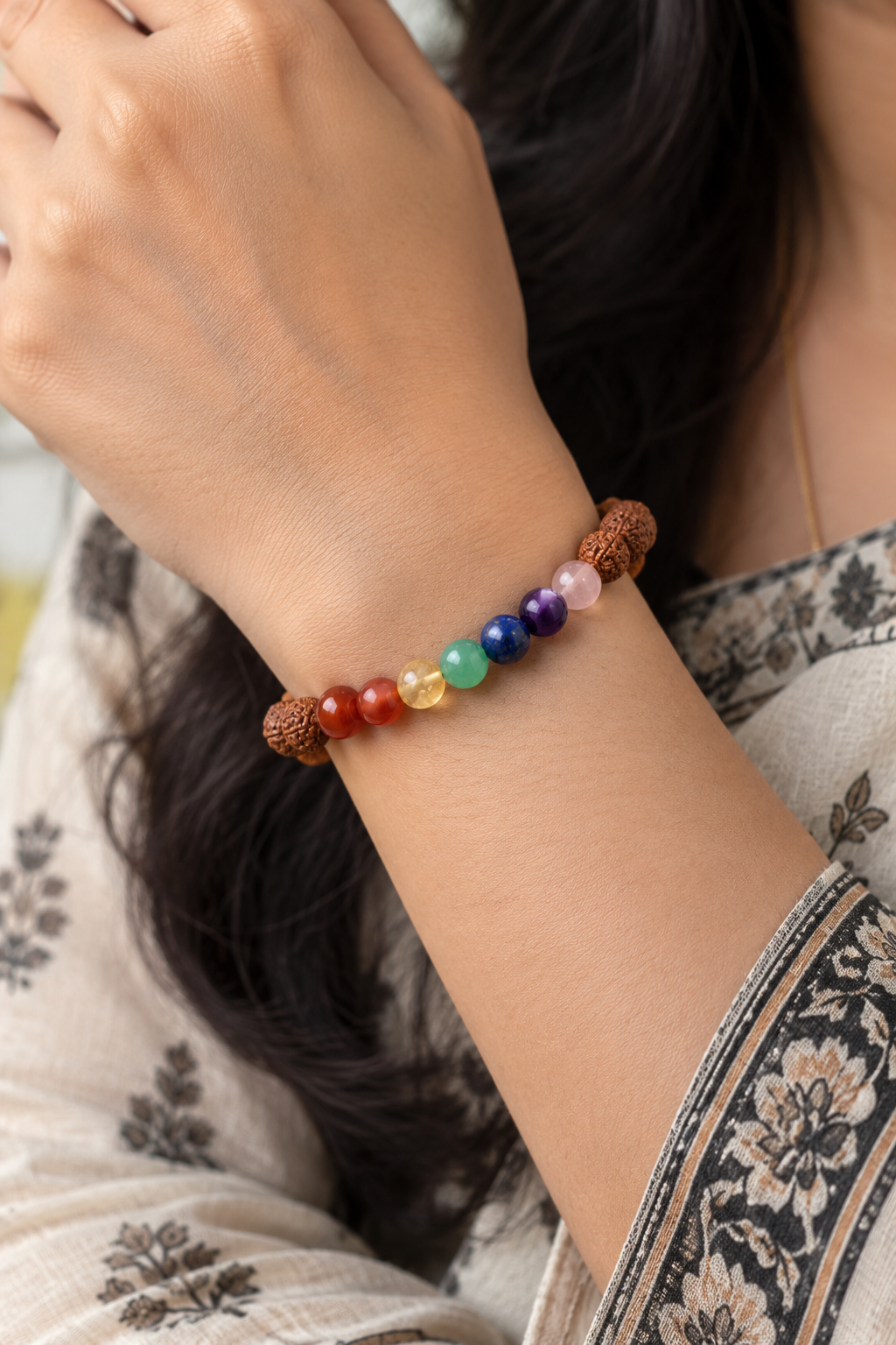 Seven chakra Rudraksha bracelet (Brown)