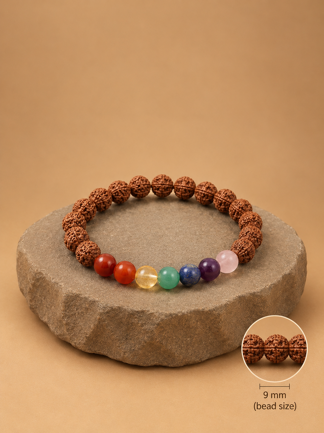Seven chakra Rudraksha bracelet (Brown)
