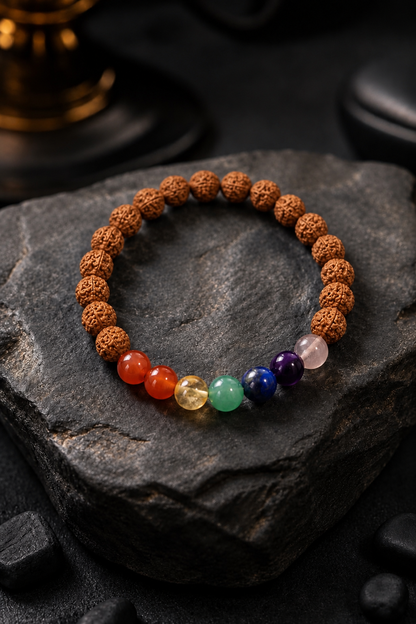 Seven chakra Rudraksha bracelet (Brown)